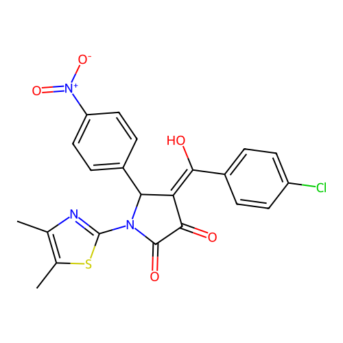 (4E)-4-[(4-chlorophenyl)(hydroxy)methylidene]-1-(4,5-dimethyl-1,3-thiazol-2-yl)-5-(4-nitrophenyl)pyrrolidine-2,3-dione structure