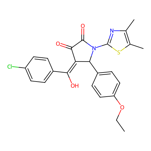 (4E)-4-[(4-chlorophenyl)(hydroxy)methylidene]-1-(4,5-dimethyl-1,3-thiazol-2-yl)-5-(4-ethoxyphenyl)pyrrolidine-2,3-dione structure