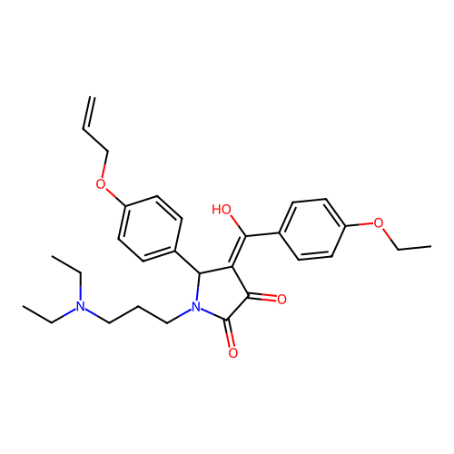 (4E)-1-[3-(diethylamino)propyl]-4-[(4-ethoxyphenyl)-hydroxymethylidene]-5-(4-prop-2-enoxyphenyl)pyrrolidine-2,3-dione structure