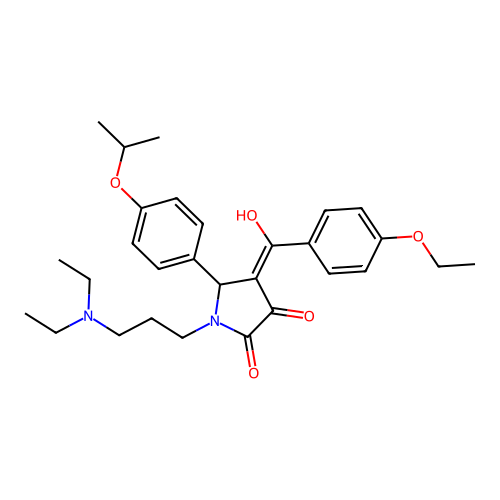 (4E)-1-[3-(diethylamino)propyl]-4-[(4-ethoxyphenyl)-hydroxymethylidene]-5-(4-propan-2-yloxyphenyl)pyrrolidine-2,3-dione structure