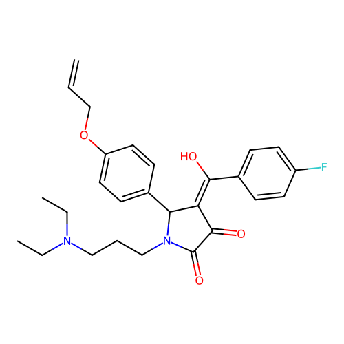 (4E)-1-[3-(diethylamino)propyl]-4-[(4-fluorophenyl)-hydroxymethylidene]-5-(4-prop-2-enoxyphenyl)pyrrolidine-2,3-dione structure
