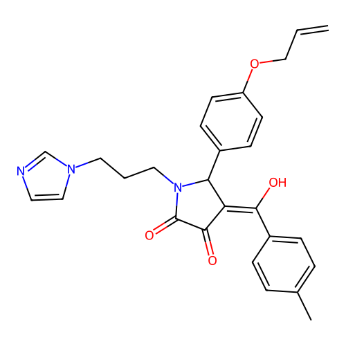 (4E)-4-[hydroxy-(4-methylphenyl)methylidene]-1-(3-imidazol-1-ylpropyl)-5-(4-prop-2-enoxyphenyl)pyrrolidine-2,3-dione structure