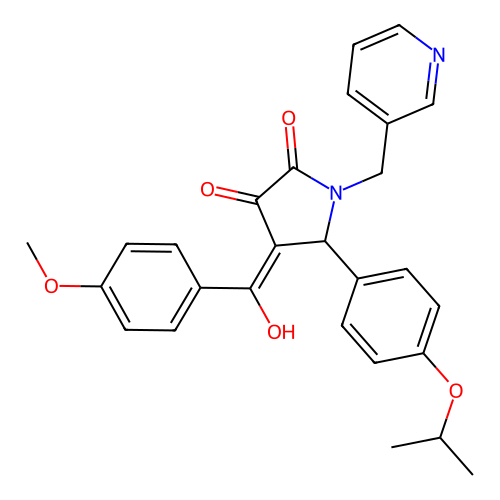 (4E)-4-[hydroxy-(4-methoxyphenyl)methylidene]-5-(4-propan-2-yloxyphenyl)-1-(pyridin-3-ylmethyl)pyrrolidine-2,3-dione structure