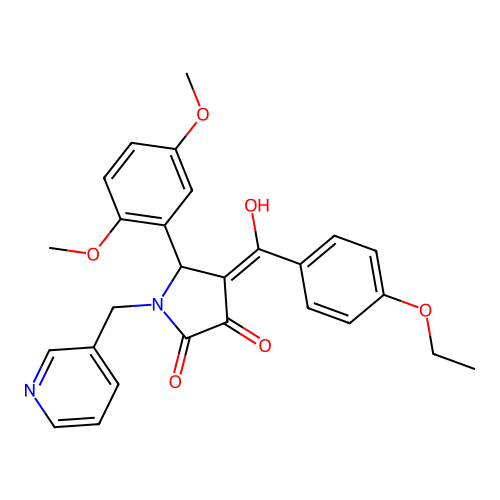 (4E)-5-(2,5-dimethoxyphenyl)-4-[(4-ethoxyphenyl)-hydroxymethylidene]-1-(pyridin-3-ylmethyl)pyrrolidine-2,3-dione structure