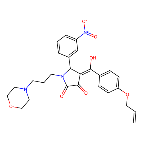 (4E)-4-[hydroxy-(4-prop-2-enoxyphenyl)methylidene]-1-(3-morpholin-4-ylpropyl)-5-(3-nitrophenyl)pyrrolidine-2,3-dione structure