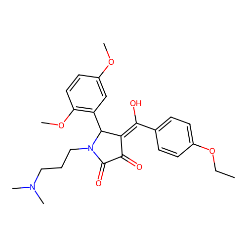 (4E)-5-(2,5-dimethoxyphenyl)-1-[3-(dimethylamino)propyl]-4-[(4-ethoxyphenyl)-hydroxymethylidene]pyrrolidine-2,3-dione structure