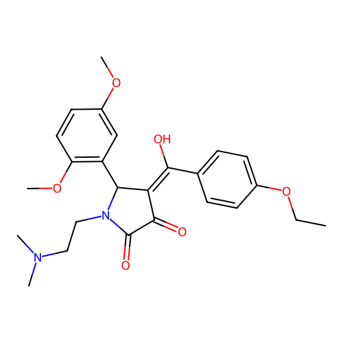 (4E)-5-(2,5-dimethoxyphenyl)-1-(2-dimethylaminoethyl)-4-[(4-ethoxyphenyl)-hydroxymethylidene]pyrrolidine-2,3-dione structure