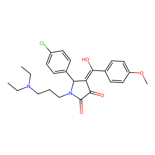 (4E)-5-(4-chlorophenyl)-1-[3-(diethylamino)propyl]-4-[hydroxy-(4-methoxyphenyl)methylidene]pyrrolidine-2,3-dione structure