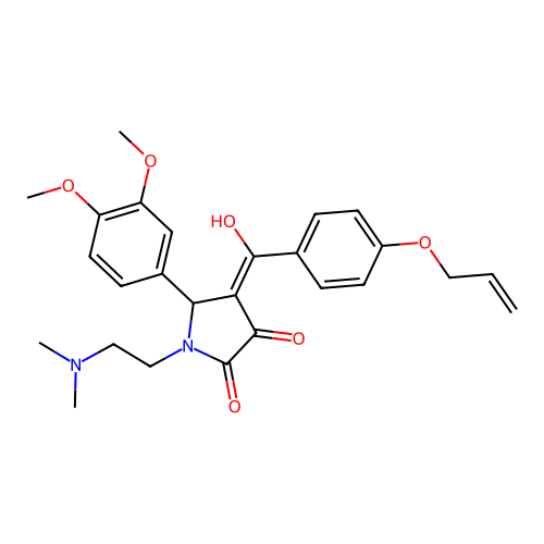 (4E)-5-(3,4-dimethoxyphenyl)-1-(2-dimethylaminoethyl)-4-[hydroxy-(4-prop-2-enoxyphenyl)methylidene]pyrrolidine-2,3-dione structure