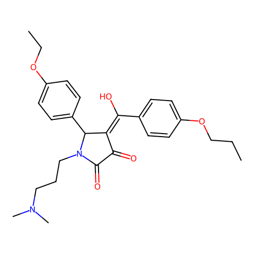(4E)-1-[3-(dimethylamino)propyl]-5-(4-ethoxyphenyl)-4-[hydroxy-(4-propoxyphenyl)methylidene]pyrrolidine-2,3-dione structure