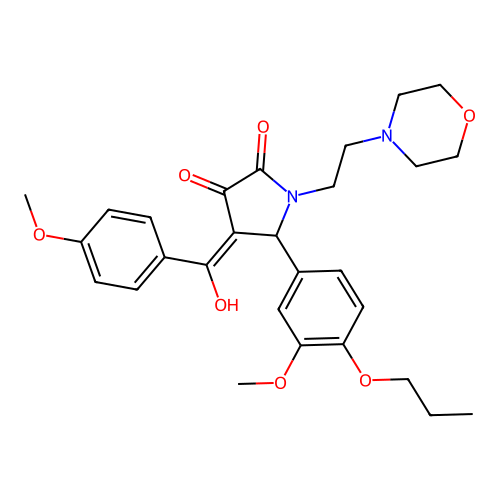 (4E)-4-[hydroxy-(4-methoxyphenyl)methylidene]-5-(3-methoxy-4-propoxyphenyl)-1-(2-morpholin-4-ylethyl)pyrrolidine-2,3-dione structure