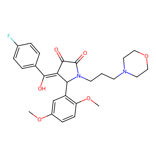 (4E)-5-(2,5-dimethoxyphenyl)-4-[(4-fluorophenyl)-hydroxymethylidene]-1-(3-morpholin-4-ylpropyl)pyrrolidine-2,3-dione structure