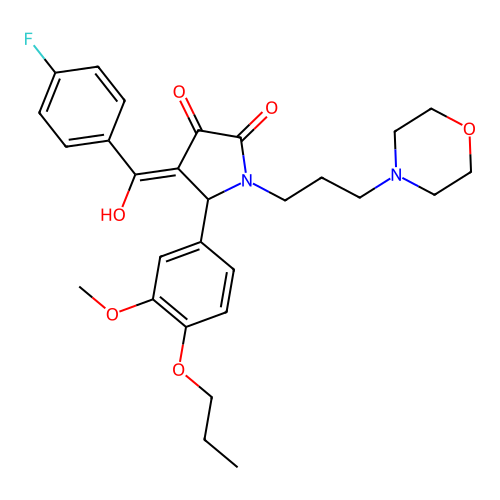 (4E)-4-[(4-fluorophenyl)-hydroxymethylidene]-5-(3-methoxy-4-propoxyphenyl)-1-(3-morpholin-4-ylpropyl)pyrrolidine-2,3-dione structure