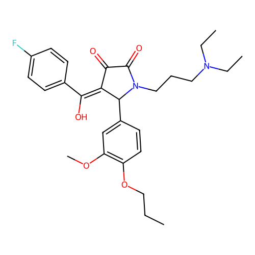 (4E)-1-[3-(diethylamino)propyl]-4-[(4-fluorophenyl)-hydroxymethylidene]-5-(3-methoxy-4-propoxyphenyl)pyrrolidine-2,3-dione structure