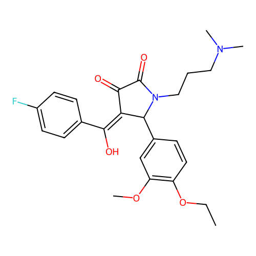 (4E)-1-[3-(dimethylamino)propyl]-5-(4-ethoxy-3-methoxyphenyl)-4-[(4-fluorophenyl)-hydroxymethylidene]pyrrolidine-2,3-dione structure