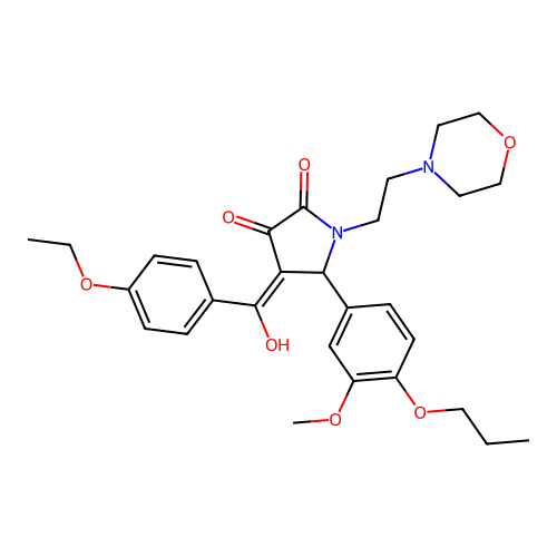 (4E)-4-[(4-ethoxyphenyl)-hydroxymethylidene]-5-(3-methoxy-4-propoxyphenyl)-1-(2-morpholin-4-ylethyl)pyrrolidine-2,3-dione structure