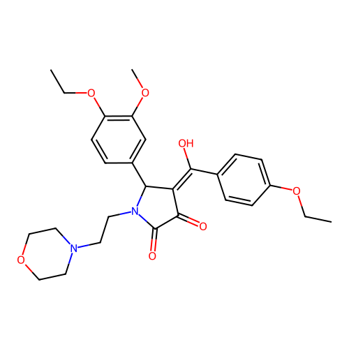 (4E)-5-(4-ethoxy-3-methoxyphenyl)-4-[(4-ethoxyphenyl)-hydroxymethylidene]-1-(2-morpholin-4-ylethyl)pyrrolidine-2,3-dione structure
