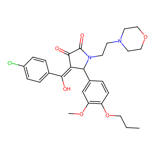 (4E)-4-[(4-chlorophenyl)-hydroxymethylidene]-5-(3-methoxy-4-propoxyphenyl)-1-(2-morpholin-4-ylethyl)pyrrolidine-2,3-dione structure