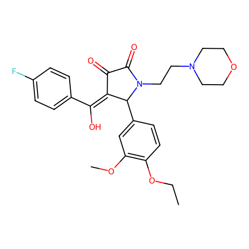 (4E)-5-(4-ethoxy-3-methoxyphenyl)-4-[(4-fluorophenyl)-hydroxymethylidene]-1-(2-morpholin-4-ylethyl)pyrrolidine-2,3-dione structure