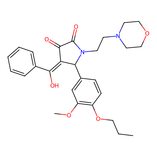 (4E)-4-[hydroxy(phenyl)methylidene]-5-(3-methoxy-4-propoxyphenyl)-1-(2-morpholin-4-ylethyl)pyrrolidine-2,3-dione structure