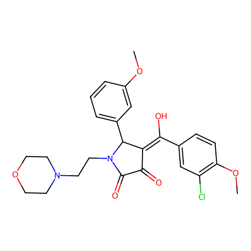 (4E)-4-[(3-chloro-4-methoxyphenyl)-hydroxymethylidene]-5-(3-methoxyphenyl)-1-(2-morpholin-4-ylethyl)pyrrolidine-2,3-dione structure