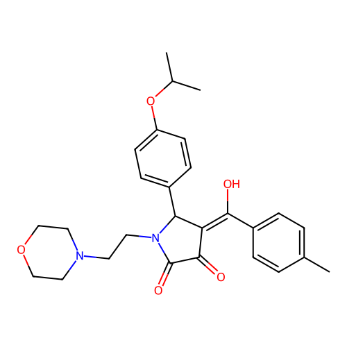 (4E)-4-[hydroxy-(4-methylphenyl)methylidene]-1-(2-morpholin-4-ylethyl)-5-(4-propan-2-yloxyphenyl)pyrrolidine-2,3-dione structure