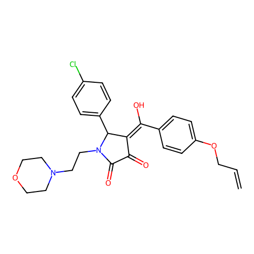 (4E)-5-(4-chlorophenyl)-4-[hydroxy-(4-prop-2-enoxyphenyl)methylidene]-1-(2-morpholin-4-ylethyl)pyrrolidine-2,3-dione structure