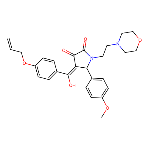 (4E)-4-[hydroxy-(4-prop-2-enoxyphenyl)methylidene]-5-(4-methoxyphenyl)-1-(2-morpholin-4-ylethyl)pyrrolidine-2,3-dione structure