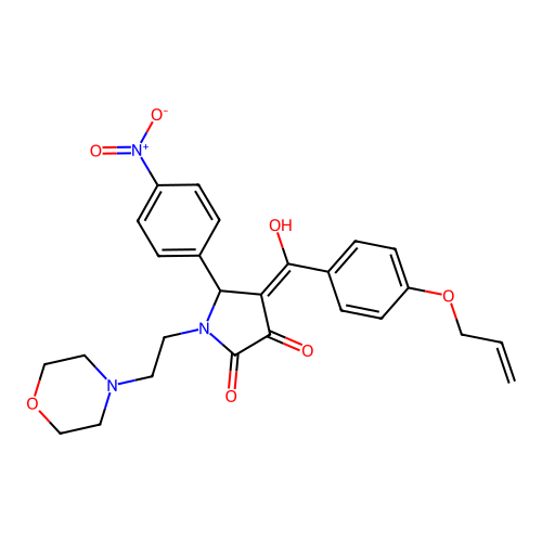 (4E)-4-[hydroxy-(4-prop-2-enoxyphenyl)methylidene]-1-(2-morpholin-4-ylethyl)-5-(4-nitrophenyl)pyrrolidine-2,3-dione structure