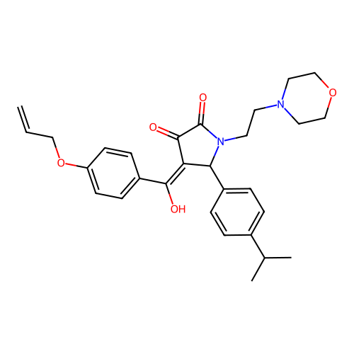 (4E)-4-[hydroxy-(4-prop-2-enoxyphenyl)methylidene]-1-(2-morpholin-4-ylethyl)-5-(4-propan-2-ylphenyl)pyrrolidine-2,3-dione structure