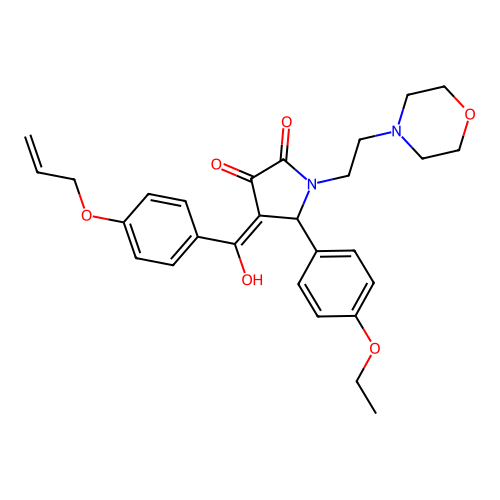 (4E)-5-(4-ethoxyphenyl)-4-[hydroxy-(4-prop-2-enoxyphenyl)methylidene]-1-(2-morpholin-4-ylethyl)pyrrolidine-2,3-dione structure