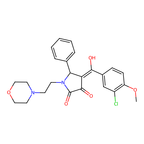 (4E)-4-[(3-chloro-4-methoxyphenyl)-hydroxymethylidene]-1-(2-morpholin-4-ylethyl)-5-phenylpyrrolidine-2,3-dione structure