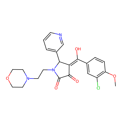 (4E)-4-[(3-chloro-4-methoxyphenyl)-hydroxymethylidene]-1-(2-morpholin-4-ylethyl)-5-pyridin-3-ylpyrrolidine-2,3-dione structure