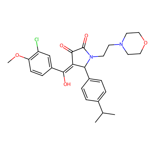 (4E)-4-[(3-chloro-4-methoxyphenyl)-hydroxymethylidene]-1-(2-morpholin-4-ylethyl)-5-(4-propan-2-ylphenyl)pyrrolidine-2,3-dione structure