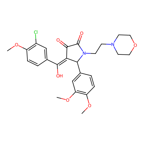 (4E)-4-[(3-chloro-4-methoxyphenyl)-hydroxymethylidene]-5-(3,4-dimethoxyphenyl)-1-(2-morpholin-4-ylethyl)pyrrolidine-2,3-dione structure