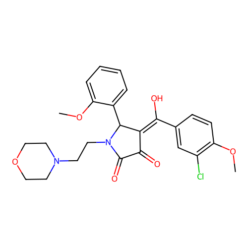 (4E)-4-[(3-chloro-4-methoxyphenyl)-hydroxymethylidene]-5-(2-methoxyphenyl)-1-(2-morpholin-4-ylethyl)pyrrolidine-2,3-dione structure