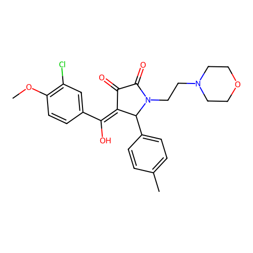 (4E)-4-[(3-chloro-4-methoxyphenyl)-hydroxymethylidene]-5-(4-methylphenyl)-1-(2-morpholin-4-ylethyl)pyrrolidine-2,3-dione structure