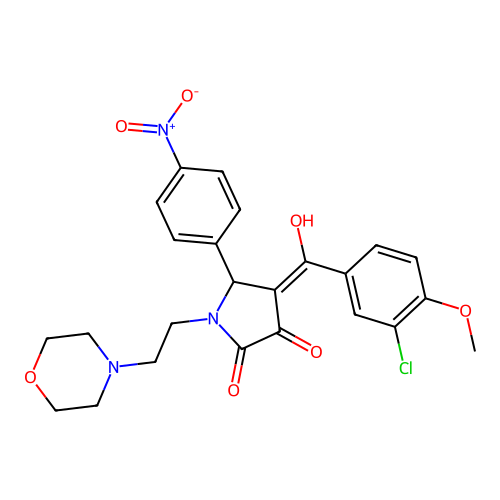 (4E)-4-[(3-chloro-4-methoxyphenyl)-hydroxymethylidene]-1-(2-morpholin-4-ylethyl)-5-(4-nitrophenyl)pyrrolidine-2,3-dione structure
