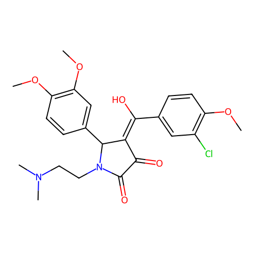 (4E)-4-[(3-chloro-4-methoxyphenyl)-hydroxymethylidene]-5-(3,4-dimethoxyphenyl)-1-(2-dimethylaminoethyl)pyrrolidine-2,3-dione structure