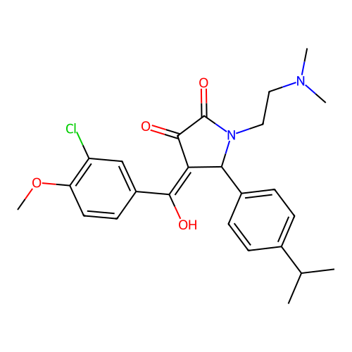 (4E)-4-[(3-chloro-4-methoxyphenyl)-hydroxymethylidene]-1-(2-dimethylaminoethyl)-5-(4-propan-2-ylphenyl)pyrrolidine-2,3-dione structure