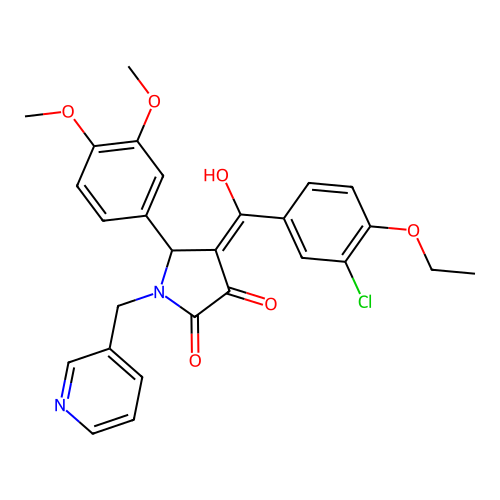 (4E)-4-[(3-chloro-4-ethoxyphenyl)-hydroxymethylidene]-5-(3,4-dimethoxyphenyl)-1-(pyridin-3-ylmethyl)pyrrolidine-2,3-dione structure
