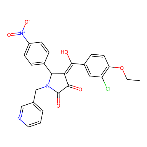 (4E)-4-[(3-chloro-4-ethoxyphenyl)-hydroxymethylidene]-5-(4-nitrophenyl)-1-(pyridin-3-ylmethyl)pyrrolidine-2,3-dione structure