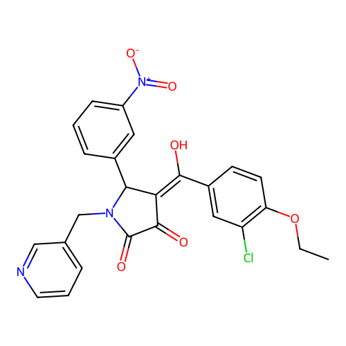 (4E)-4-[(3-chloro-4-ethoxyphenyl)-hydroxymethylidene]-5-(3-nitrophenyl)-1-(pyridin-3-ylmethyl)pyrrolidine-2,3-dione structure