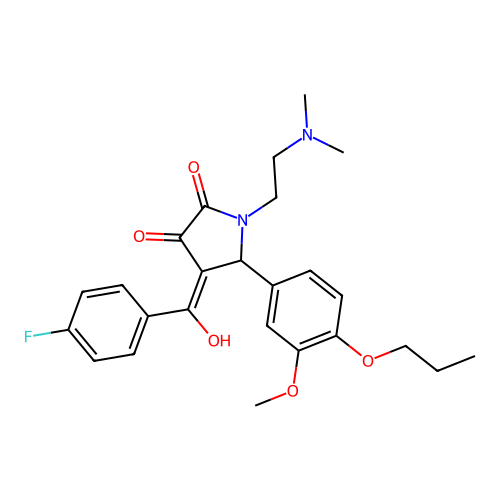 (4E)-1-(2-dimethylaminoethyl)-4-[(4-fluorophenyl)-hydroxymethylidene]-5-(3-methoxy-4-propoxyphenyl)pyrrolidine-2,3-dione structure
