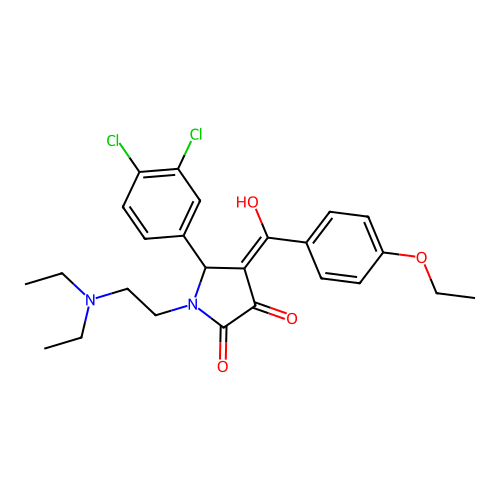 (4E)-5-(3,4-dichlorophenyl)-1-(2-diethylaminoethyl)-4-[(4-ethoxyphenyl)-hydroxymethylidene]pyrrolidine-2,3-dione structure