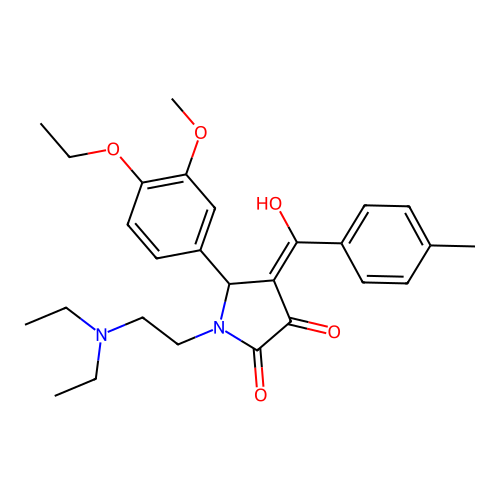 (4E)-1-(2-diethylaminoethyl)-5-(4-ethoxy-3-methoxyphenyl)-4-[hydroxy-(4-methylphenyl)methylidene]pyrrolidine-2,3-dione structure