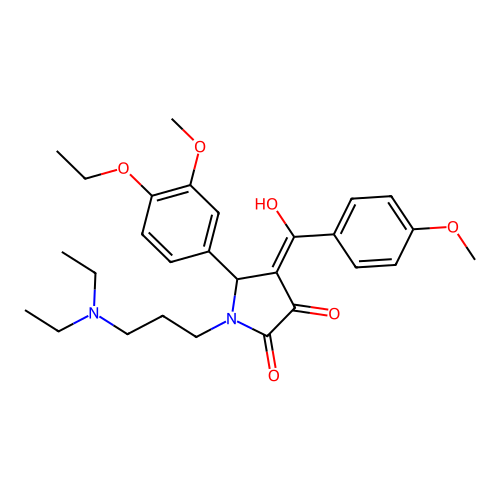 (4E)-1-[3-(diethylamino)propyl]-5-(4-ethoxy-3-methoxyphenyl)-4-[hydroxy-(4-methoxyphenyl)methylidene]pyrrolidine-2,3-dione structure