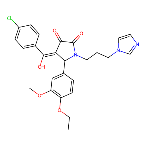 (4E)-4-[(4-chlorophenyl)-hydroxymethylidene]-5-(4-ethoxy-3-methoxyphenyl)-1-(3-imidazol-1-ylpropyl)pyrrolidine-2,3-dione structure