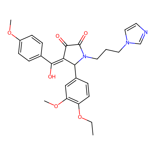 1-(3-(1H-imidazol-1-yl)propyl)-5-(4-ethoxy-3-methoxyphenyl)-3-hydroxy-4-(4-methoxybenzoyl)-1H-pyrrol-2(5H)-one structure