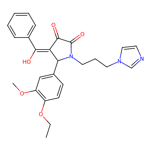 (4E)-5-(4-ethoxy-3-methoxyphenyl)-4-[hydroxy(phenyl)methylidene]-1-(3-imidazol-1-ylpropyl)pyrrolidine-2,3-dione structure